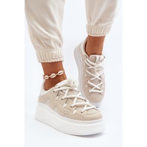 Women's sneakers with thick lacing beige Vinali