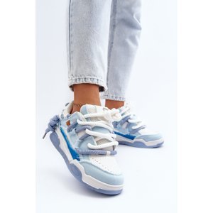 Women's sneakers with thick lacing, Miatora blue