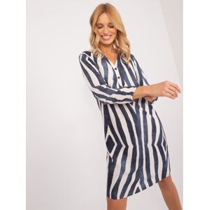 Navy blue simple dress with SUBLEVEL patterns