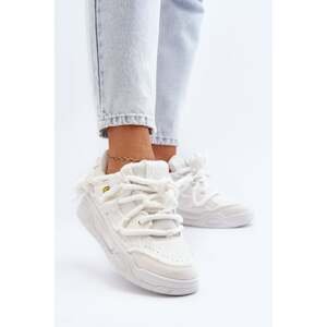 Women's sneakers with thick lacing white Miatora