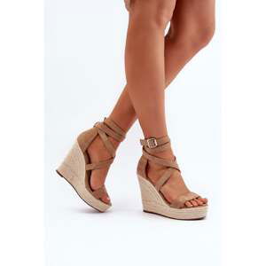 Wedge sandals with braid, Brown Salthe