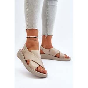 Zazoo Women's leather sandals, beige