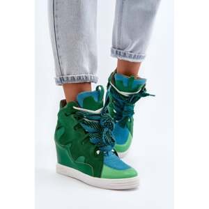 Women's wedge sneakers Green Leoppa
