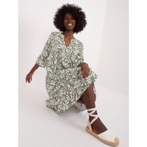 Printed khaki dress with 3/4 sleeves SUBLEVEL