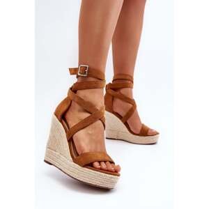 Camel Salthe Knitted Wedge Sandals