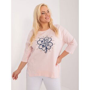 Light pink plus size blouse with slits