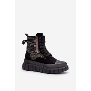 Women's high top sneakers on a solid platform, black wonise