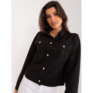 Black Thin Transitional Jacket With Pockets