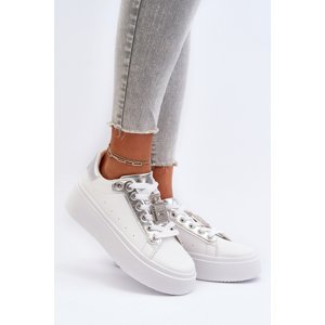 White women's sneakers with Celedria decoration