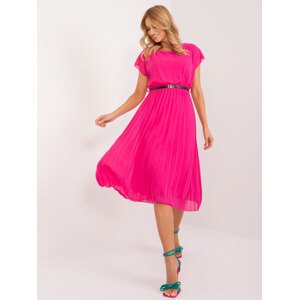 Fuchsia flared dress with pleats