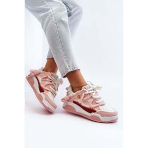Women's sneakers with thick lacing pink miatora