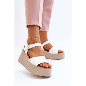 Women's wedge sandals white Geferia