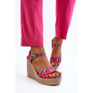 Patterned fuchsia wedge sandals Anihazra