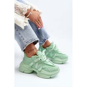 Women's sneakers with a chunky sole, green Windamella