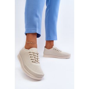 Women's Leather Sports Shoes Sneakers Beige Lalnai