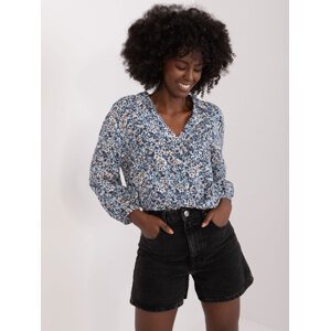 Navy blue shirt blouse with SUBLEVEL print