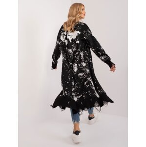 Black long women's cardigan with holes