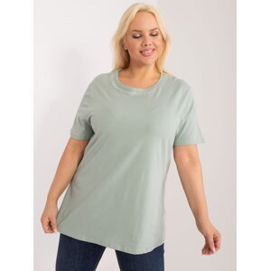 Plus size pistachio blouse with a round neckline