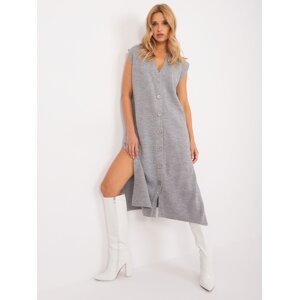 Gray knitted dress with slits