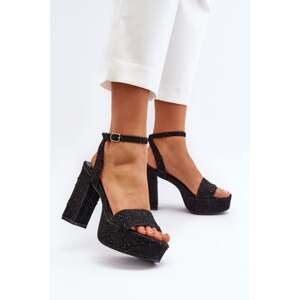Black Acrana High Heeled Denim Sandals