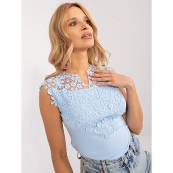 Light blue cotton sleeveless blouse