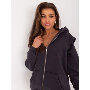 Graphite zip-up sweatshirt with ribbed inserts