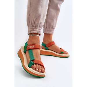Women's Big Star Platform and Wedge Sandals - Green-Orange