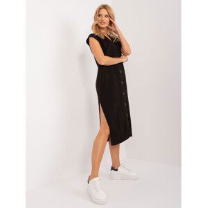 Black knitted dress with wool