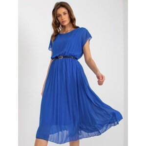 Cobalt blue pleated dress with the addition of viscose