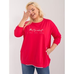 Red loose-fitting cotton blouse plus size