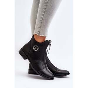 Women's flat boots with zipper black Loratie