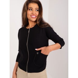Black women's cardigan with 3/4 sleeves