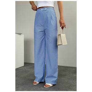 Laluvia Blue Striped Two-Button Trousers