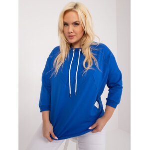 Cobalt blue blouse in a larger size with decorative stitching