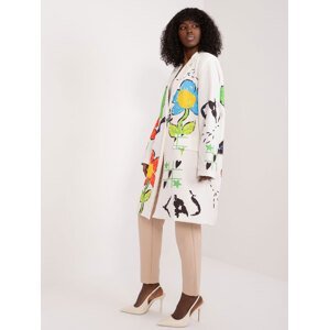 Cream long oversize jacket with print
