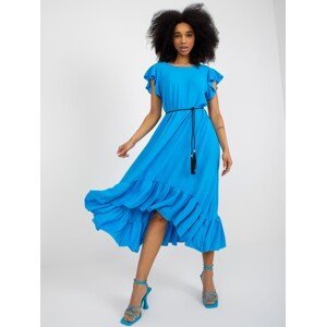 Short-sleeved midi dress blue