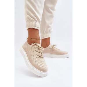 Beige women's openwork sneakers Unassemia