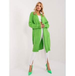 Light green oversize cardigan without closure