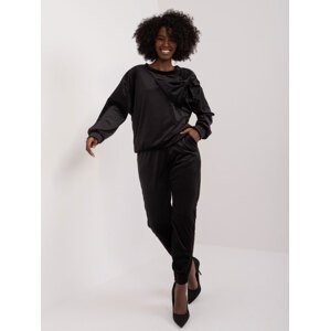 Black Casual Women's Velvet Set
