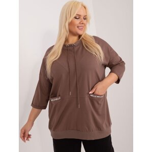 Brown cotton blouse plus size with lettering