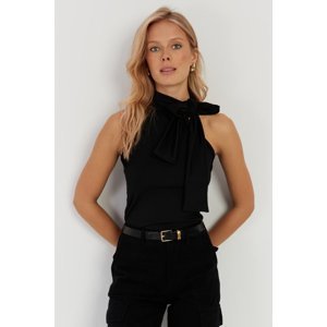 Cool & Sexy Women's Black Bow Blouse