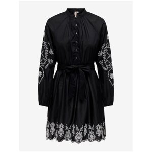 Black women's shirt dress with embroidery ONLY Flo - Women