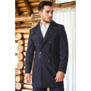 PLT8321 DEWBERRY MEN'S OVERCOAT-PLAIN NAVY BLUE