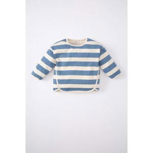 DEFACTO Baby Girl Crew Neck Striped Sweatshirt