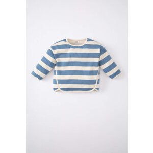 DEFACTO Baby Girl Crew Neck Striped Sweatshirt