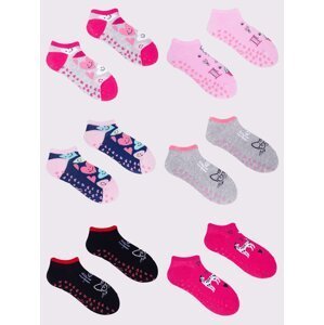 Yoclub Kids's Girls' Ankle Socks Patterns Colours 6-Pack