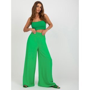 Wide green fabric trousers