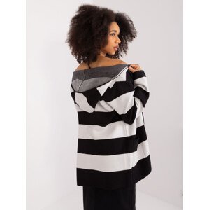 Black and white hooded cardigan