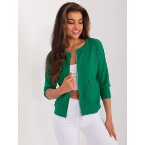 Green women's zippered sweater