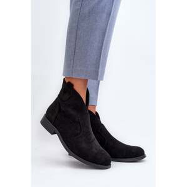 Women's openwork flat heeled shoes, black, S.Barski